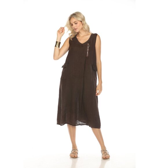 Coffee Pocket Dress with Zipper Detail - Picture 2 of 7